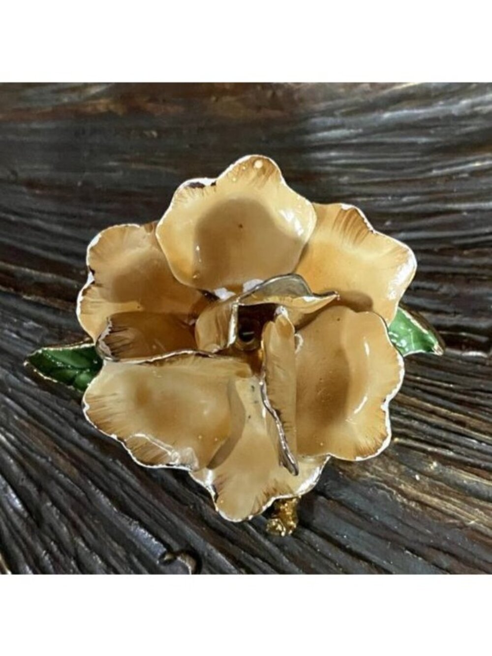 Gold Tone Layered Flower Petal Pin Vintage Mid Century Jewelry Statement Gift